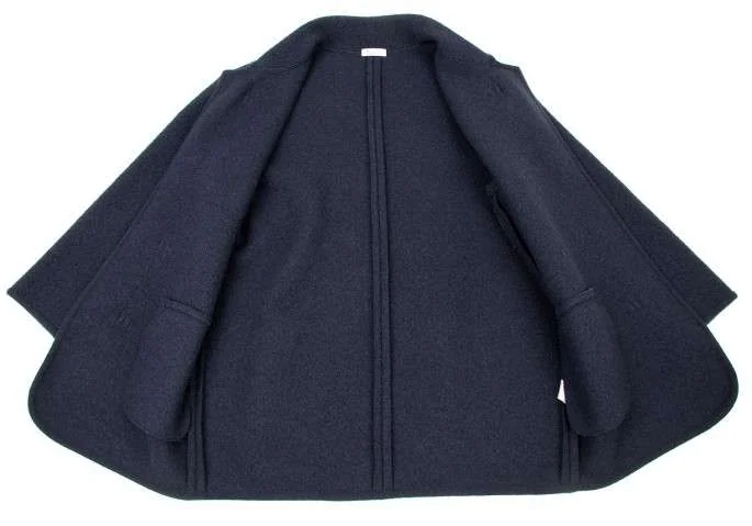 パパスPapas ウールダッフルコート 紺L位 (K-17757)