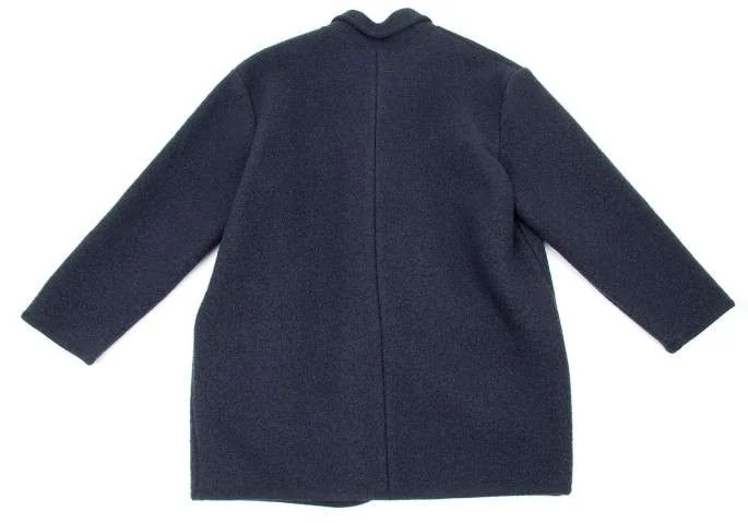 パパスPapas ウールダッフルコート 紺L位 (K-17757)