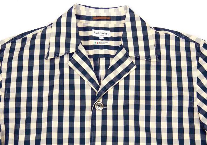 ポールスミスpaul smith ONDON チェックシャツジャケット 紺 オフ白L