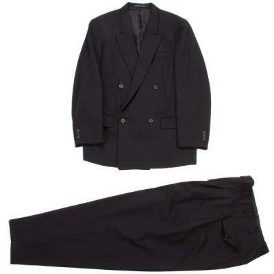 ヨウジヤマモト コスチュームドオム yohji yamamoto COSTUME D' HOMME  ダブルウールギャバセットアップスーツ 黒