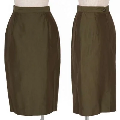 プラダPRADA 玉虫シルクスカート グリーン38 (K-18487)