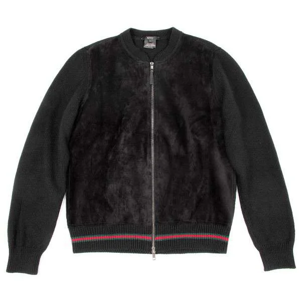 【SALE】グッチGUCCI スウェード加工切替ニットスタジャン