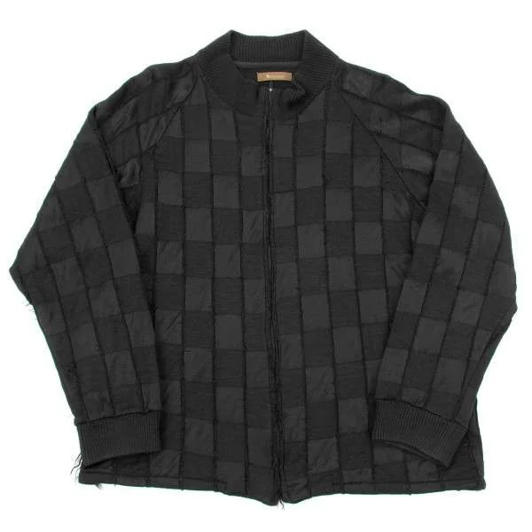 【SALE】ワイズフォーメンY's for men 張り合わせ市松柄ウールナイロンジップブルゾン