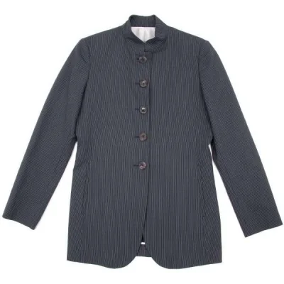 【SALE】ジャンポールゴルチエ クラシックJean Paul GAULTIER CLASSIQUE ウールストライプスタンドネックジャケット 紺ベージュ