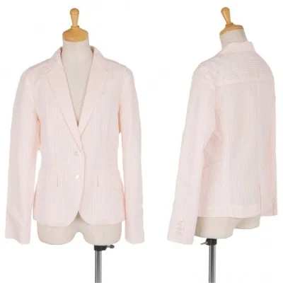 【SALE】ヨシエイナバyoshie inaba ストライプシアサッカージャケット ピンクオフ