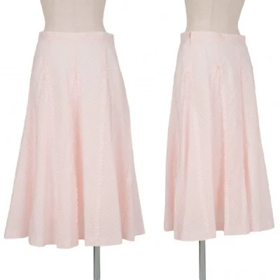 【SALE】ヨシエイナバyoshie inaba ストライプシアサッカー切り替えスカート ピンクオフ