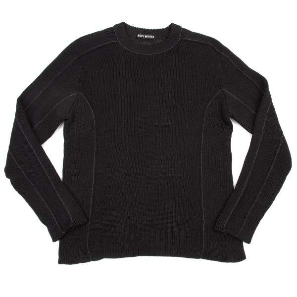 絶対的な信頼 イッセイミヤケメンISSEY 黒 コットンニットセーター MEN MIYAKE トップス