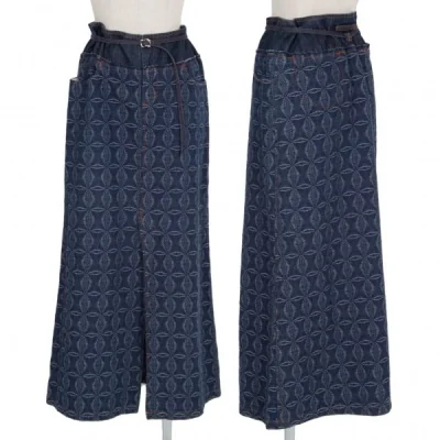 【SALE】ジャンポールゴルチエJean Paul GAULTIER PARIS 刺繍デザインロングデニムスカート