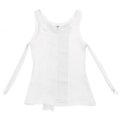 ジャンポールゴルチエファムJean Paul GAULTIER FEMME リブメッシュ切替コットントップス 白