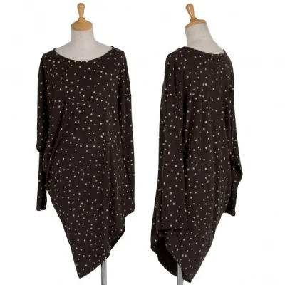 【SALE】ツモリチサトTSUMORI CHISATO ラメプリントオフショルダーチュニックカットソー