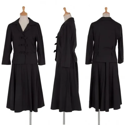 アニエスベーagnes bリボンボタンストレッチコットンセットアップスーツ 黒