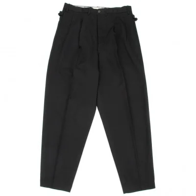ヨウジヤマモトプールオム yohji yamamoto pour homme サイドベルトサスペンダーウールギャバパンツ 黒
