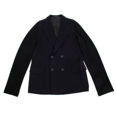 【SALE】ヨウジヤマモト プール オムYohji Yamamoto POUR HOMMEニット袖切替ウールジャケット