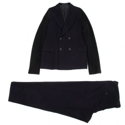 ヨウジヤマモト プールオム yohji yamamoto pour homme  ニット袖切替ウールセットアップスーツ