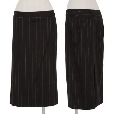マックスマーラMaxMara ウールストライプタイトスカート 黒