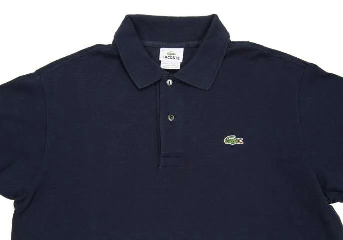 LACOSTE ラコステポロシャツ S 半袖スリムフィット鹿の子ネイビー紺日本製 ラコステLACOSTE 鹿の子半袖ポロシャツ 紺4 (K-22930)