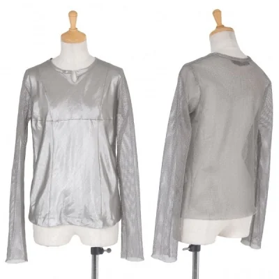 【SALE】ジュンヤワタナベ コムデギャルソンJUNYA WATANABE COMME des GARCONS スパッタリング加工メッシュ切り替えカットソー