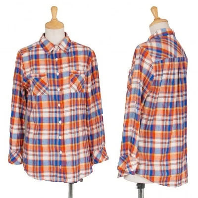 【600SALE】シンプリシテェSIMPLICITE シワ加工コットンロールアップ七分袖チェックシャツ 【返品不可】