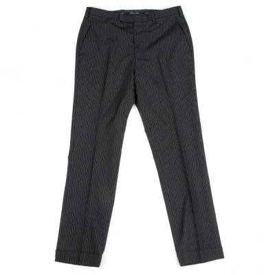 バーバリーブラックレーベルBURBERRY BLACK LABEL ストライプウールパンツ 黒