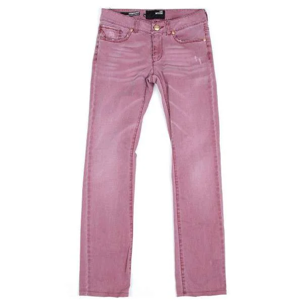 (SALE) LOVE MOSCHINO Wash damage stretch denim pants Pink 26 K-24623_001