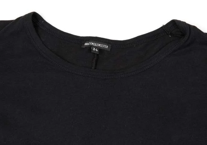 ANN DEMEULEMEESTER Cotton flare long sleeve tops Black 34 (K-25497)