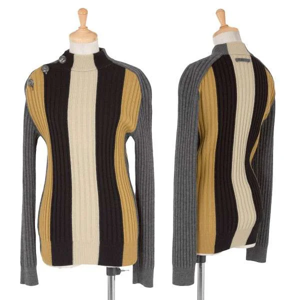 【SALE】ジャンポールゴルチエJean Paul GAULTIER 牛ボタンストライプリブニット