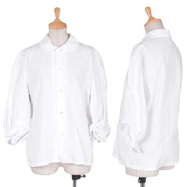 コムデギャルソンCOMME des GARCONS 7分袖フリルコットンシャツ 白S (K