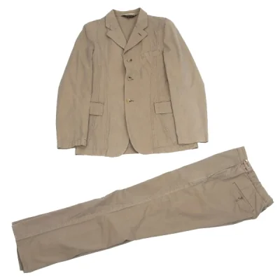 コムデギャルソンオムプリュスCOMME des GARCONS HOMME PLUS カーブ切替染めコットンセットアップスーツ ベージュ