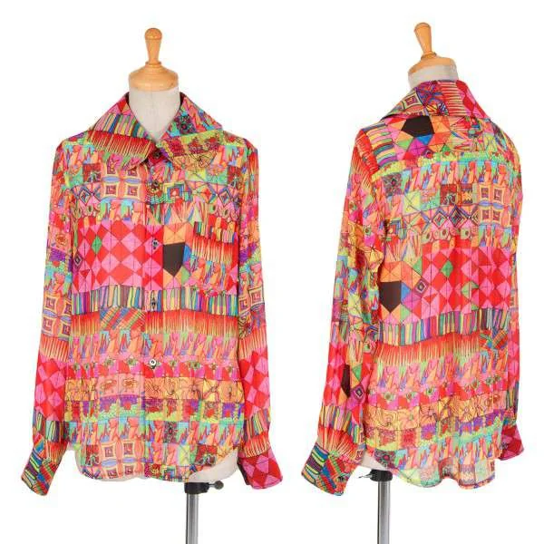 【SALE】コムデギャルソンCOMME des GARCONS 幾何学柄ビック丸襟シースルーシャツ