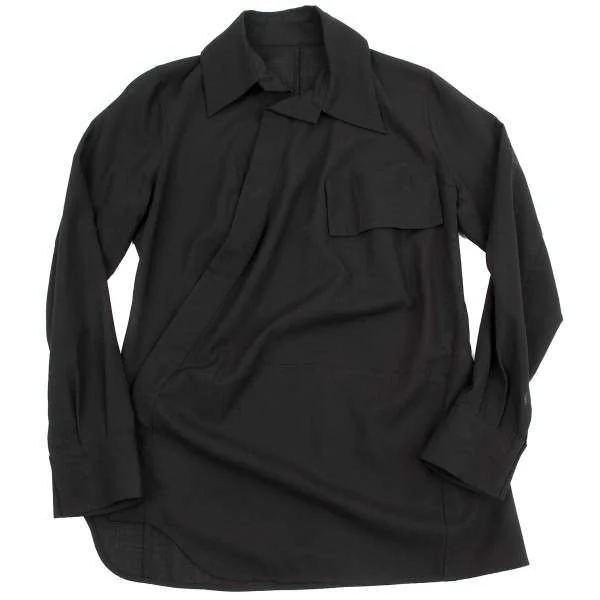 ヨウジヤマモトファムYohji Yamamoto FEMME ウールポリ斜め開き長袖