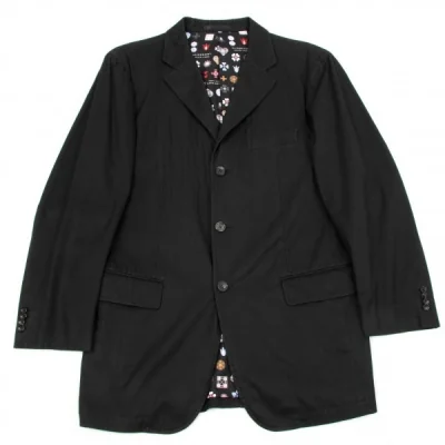バーバリーブラックレーベルBURBERRY BLACK LABEL コットンナイロン裏地デザインジャケット 黒マルチ