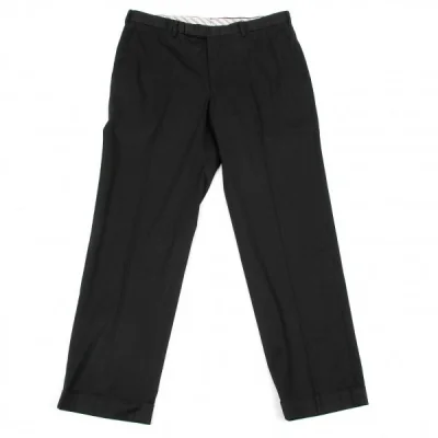 バーバリーブラックレーベルBURBERRY BLACK LABEL  コットンナイロン光沢パンツ 黒