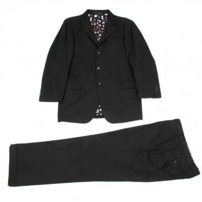 バーバリーブラックレーベルBURBERRY BLACK LABEL コットンナイロンセットアップスーツ 黒マルチ