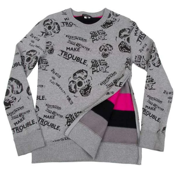 コムデギャルソン オムプリュスCOMME des GARCONS HOMME PLUS サイドジップデザインプリントスウェットトレーナー