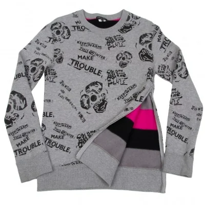 コムデギャルソン オムプリュスCOMME des GARCONS HOMME PLUS サイドジップデザインプリントスウェットトレーナー