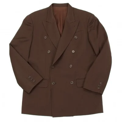 ジャンポールゴルチエオムJean Paul GAULTIER HOMME ウールピークドラペルダブルジャケット 茶