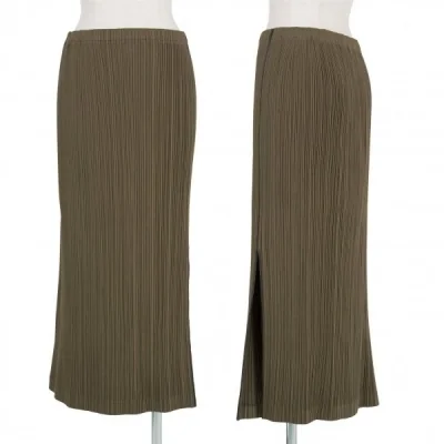 【SALE】イッセイミヤケ ホワイトレーベルISSEY MIYAKE WHITELABEL プリーツサイドラインスカート カーキ