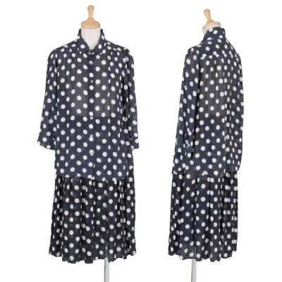 【SALE】レキップ ヨシエイナバL'EQUIPE yoshie inaba キュプラコットンシースルードットセットアップ 紺白