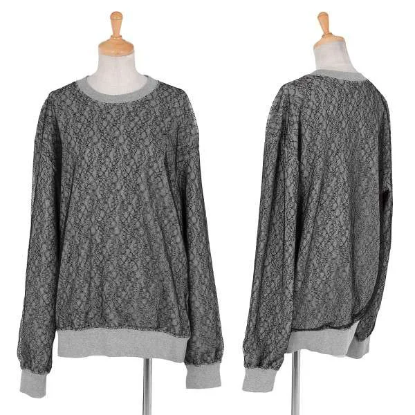【SALE】ローブドシャンブル コムデギャルソンrobe de chambre COMME des GARCONS レースレイヤードスウェット