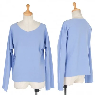 【SALE】イッセイミヤケISSEY MIYAKE A.POC 切りっぱなしデザインストレッチ長袖トップス 水色