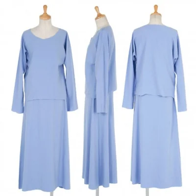 【SALE】イッセイミヤケISSEY MIYAKE A.POC 切りっぱなしデザインストレッチ長袖セットアップ 水色