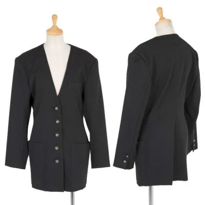 【SALE】ジャンポールゴルチエJean Paul GAULTIER リブストレッチノーカラージャケット 黒