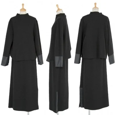 センソユニコSENSOUNICO ボトルネックナイロン切替デザインセットアップスーツ チャコール