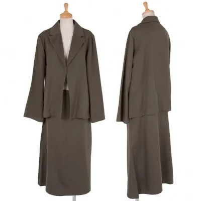 【SALE】ワイズビスリミY's bis LIMI ベンベルグボタンレスセットアップスーツ カーキ