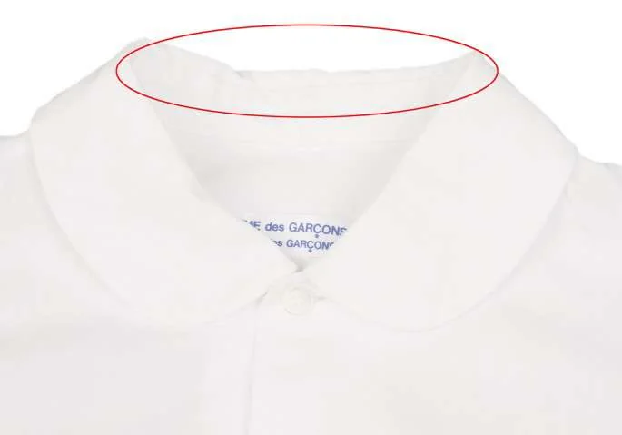 コムデギャルソンコムデギャルソン　丸襟半袖シャツ　白 コムコム コムデギャルソンCOMME des GARCONS 丸襟半袖コットンシャツ