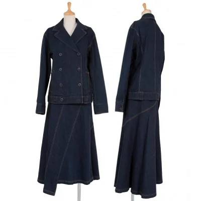 レキップ ヨシエイナバL'EQUIPE yoshie inaba ストレッチデニムセットアップスーツ インディゴブルー