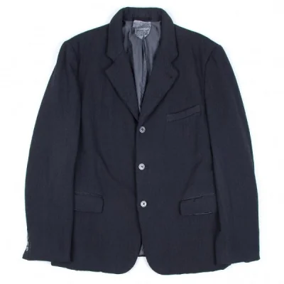コムデギャルソンオムプリュスCOMME des GARCONS HOMME PLUS 製品染めウールヘリンボーンジャケット 紺