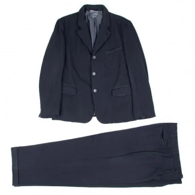 コムデギャルソンオムプリュスCOMME des GARCONS HOMME PLUS 製品染めウールヘリンボーンセットアップスーツ 紺