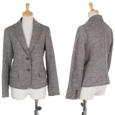 【SALE】レキップ ヨシエイナバL'EQUIPE yoshie inaba ウールヘリンボーンジャケット 茶