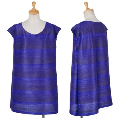 【SALE】プリーツプリーズPLEATS PLEASE グラデーションボーダーフレンチスリーブチュニック